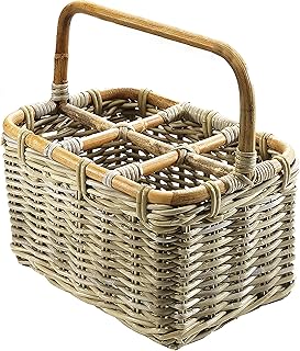 Kobolo Flaschenkorb Flaschenträger für 6 Flaschen aus grauem Rattan Kubu