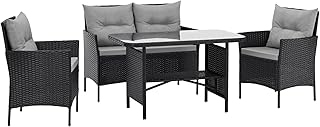 SVITA Dallas Gartensitzgruppe Polyrattan 4-teilig Outdoor Set mit 2 Sesseln 2er-Sofa & Esstisch W…