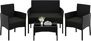 Yaheetech 4-er Gartenmöbel Set Balkonmöbel Set aus Polyrattan Terassenmöbel | mit 2er Sofa, 2 …