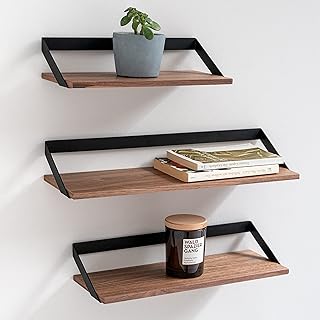 Kazai. Wandregal-Set -Finn- | Hängende Regale aus Metall und Echtholz-Veneer | Wanddeko und Abla…