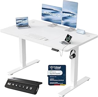 JUMMICO Höhenverstellbarer Schreibtisch mit USB-Ladeanschluss,Schreibtisch Höhenverstellbar Ele…