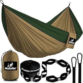 MalloMe Doppel Hängematte(300 x 200cm) Ultraleichte Reise Camping Hängematten für Outdoor 2 Pe…