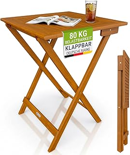 Juskys® Beistelltisch Zadar XL – Klappbar für platzsparende Nutzung, aus geöltem Akazienholz, …