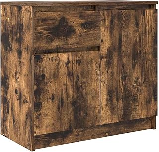vidaXL Sideboard mit Schublade Räuchereiche 71x35x65 cm Holzwerkstoff, Kommode, Schrank, Flursch…