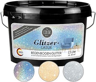 Glitzer-Lasur (2500 ml, Hologramm) – Transparente Wandfarbe für Wandgestaltung Mit Glitzer-Effek…