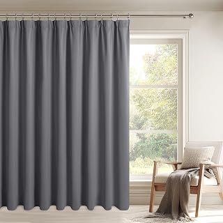 DWCN Raumteiler Vorhang Schallschutz 1er Set 210x200cm(HxB) Grau Wohnzimmer Vorhänge Kräuselban…