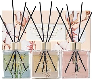 Cocorrína Raumduft Reed Diffuser – 3 x 90ml mit 24 Duftstäbchen Kaschmir Vanille/Sandelholz Ros…