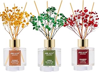 Airkeep Raumduft 50ml x3, Reed Diffuser mit Coconut & Pineapple, Lemon Eucalyptus, Cranberry & Ap…