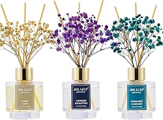 Airkeep Raumduft 50ml x3, Reed Diffuser mit Clean Linen, Ocean Mist & Sea Salt, Lavender Eucalypt…