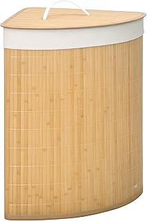 HOMCOM Bambus Wäschekorb mit Deckel 55L Wäschesammler mit Griffen, herausnehmbarer Wäschesack,…