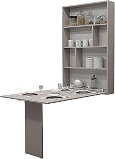 Mirjan24 Wandtisch Albi, Wandklapptisch mit 2 Regalen, V-Tisch, Esstisch, Tisch ideal für Esszim…