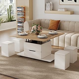 Homary Couchtisch Höhenverstellbar,Wohnzimmertisch mit Schublade,3-in-1-Multifunktions-Couchtisc…