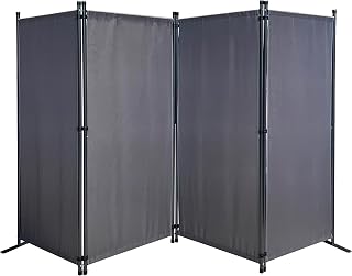 QUICK STAR Paravent 4 Teilig 165 x 220 cm Stoff Raumteiler Trennwand Balkon Sichtschutz Stellwand…