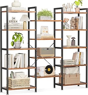 Coleshome Bücherregal mit 14 Ablagen Metallrahmen, 5 Etagen, Industrie-Design, Raumtrenner Regal…