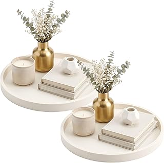 2 Stück Dekoratives Tablett – 23CM Rundes Tisch-Tablett, Beige Dekotablett, Silikon-Wohnaccessoi…