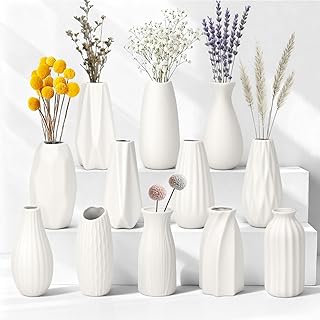 JBER 12 Kleine Vasen Weiß, 13cm Matt Keramik Vase für Wohnaccessoires Deko | Wohnaccessoires & …