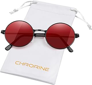 CHORINE Hippie Sonnenbrille Rund Retro Stil der 70er Jahre, für Damen und Herren, Party Accessoi…