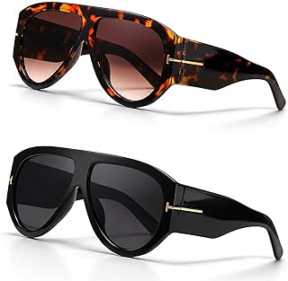 2 Stück Sunglasses Woman, Retro Sonnenbrille Damen, Oversized Sonnenbrille Damen, Modische Acces…