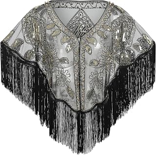 1920s Stola Damen Pailletten Umschlagtücher für Abendkleid Retro Stola Frauen Gatsby Party Scha…