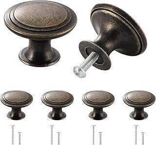 Misuyue 4pcs Möbelknöpfe Vintage, 30mm Zinklegierung Schrankknöpfe Bronze | Runde Türknöpfe …