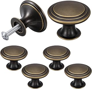 6 Stück Vintage Schrankknöpfe, Möbelknöpfe Antikbronze Rund Schubladenknopf Küchengriffe Run…