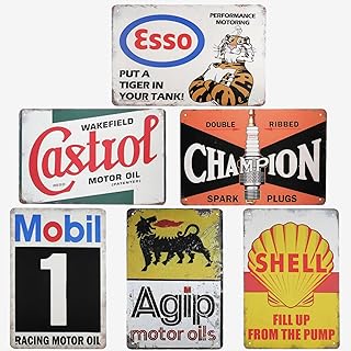 6er-Set Vintage Metallschild Blechschilder,Retro Wanddekoration | Vatertagsgeschenk, Für Garage,…