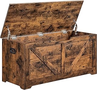 VASAGLE Schuhbank, Sitzbank mit Stauraum, Sitztruhe, 2 Sicherheitsscharniere, Aufbewahrungsschran…