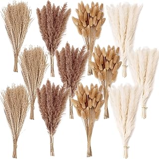 300PCS Trockenblumenstrauß mit Pampasgras – Boho Deko für Zuhause, Hochzeit & Tischdekoration…
