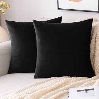 EMEMA Kissenbezug 50×50 Samt Dekokissen Schwarz Kissenhülle Sofakissen Dekorative Pillow Case Ho…