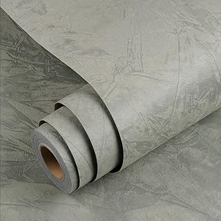 YENHOME Tapete Selbstklebende Hellgrau Samtstoff Wandtapete 60x300cm Beflockt Stoff Hellgrau Selb…