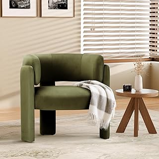 COLAMY Modern Velvet Ohrensessel, Gepolsterter Sessel Wohnzimmer, Bequemer Runder loungesessel mi…