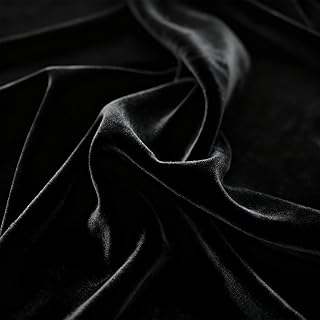 Pannesamt Stoff Meterware 2M x 155cm, schwarzer Samtstoff Velvet Dekostoff Meterware für Vorhän…