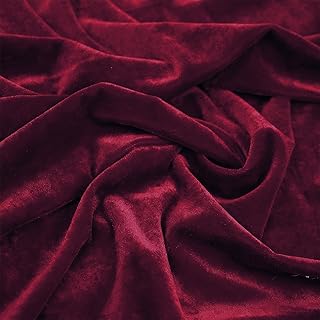 Pannesamt Stoff Meterware 2M x 155cm, Dunkelrot Samtstoff Velvet Dekostoff Meterware für Vorhän…