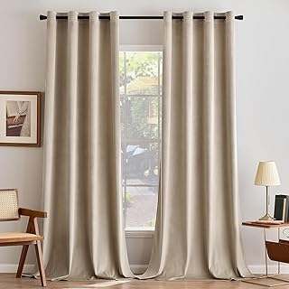 MIULEE Beige Samtvorhang Ösen 2er Set 140X245, Blickdichte Vorhänge Samt für Deko Schlafzimmer…