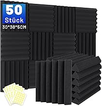 50 Stück Akustikschaumstoff Schalldämmung, 5 X 30 X 30CM (2″ X 12″ X 12″) Schalldämmung Schall…