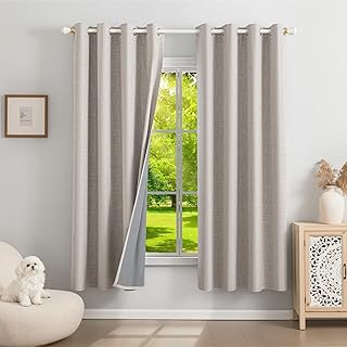 100% Verdunklungsvorhänge Leinen Gardinen mit Ösen 2er Set, Thermovorhang Hitzeschutz H 175 x B…