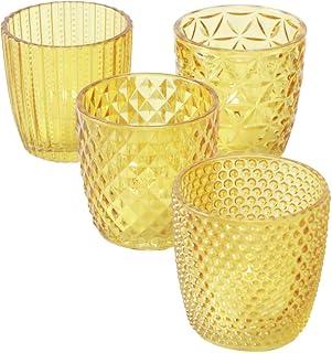 Boltze Windlicht Set Marilu 4-teilig (gelb, Deko-Gläser für Kerzen / Teelichter, Kerzenständer…