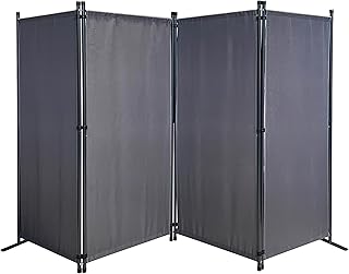 QUICK STAR Paravent 4 Teilig 165 x 220 cm Stoff Raumteiler Trennwand Balkon Sichtschutz Stellwand…