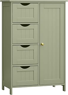 VASAGLE Badezimmerschrank, schmaler Badschrank, Beistellschrank, Kommode, mit 4 Schubladen, Schra…