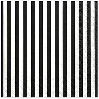 Servietten „Stripe“ 20Stk./33x33cm | Schwarz/Weiß
