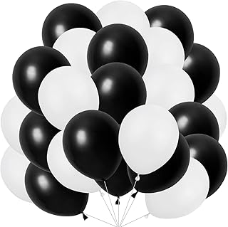 60 Stück Luftballons Schwarz Weiß, 12 Zoll Helium Luftballons Matt Weiß Schwarz Latex Ballons …