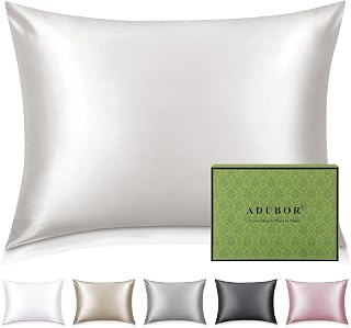 Adubor Seidenkissenbezug 40x80cm 100% Maulbeerseide Kissenbezugfür Haar und Haut – 22 Momme Seid…
