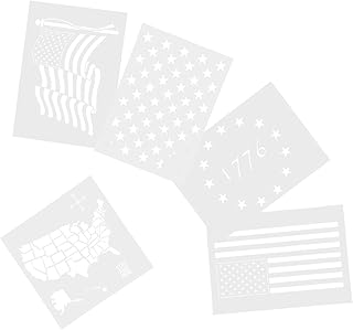 5 Stück Wiederverwendbare Malschablonen mit Amerikanischer Flagge aus Pet Kindersicher und Wasch…