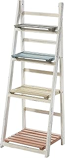 Kobolo Stufenregal Vintage aus Holz, 41x34x112 cm, 4 Böden, Leiterregal im Used-Look mit zarten …