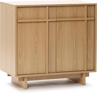 Hometopia Moderner Sideboard mit 2 Türen, skandinavisches Design mit geometrischer Holzleisten-F…