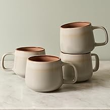 Ava Nord Keramik-Kaffeebecher 4er-Set, 340 ml | Steingut-Tassen im Skandinavischen Design mit Hen…
