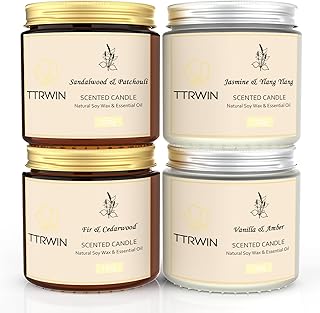 TTRWIN Duftkerze im Glas, 4 Dosen Duftkerze Sojawachs Lange Brenndauer, Geschenke für Frauen, Ja…