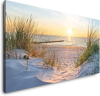 Paul Sinus Art Sonnenuntergang an der Ostsee 120x 60cm Panorama Leinwand Format Wandbilder Wohnzi…