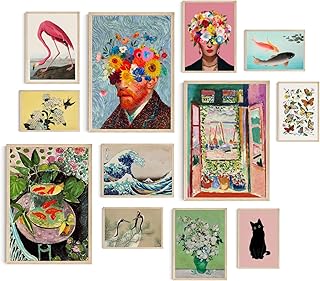 Hambient – 12er Set Deko-Poster Wand Eklektisch Collage Vintage & Modern Boho – Bunte Wanddek…