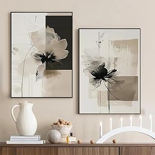Ueiwffzo 2er Poster Set, Wandbilder Abstrakt Poster Vintage Blumen Wandbild Wandposter Bilder Set…